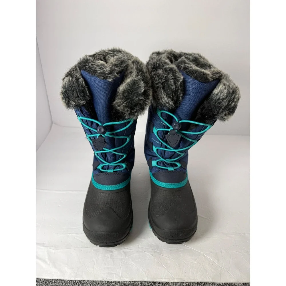 Kamik Kids Navy Blue Teal Waterproof Faux Fur Winter Snow Boots Size 6